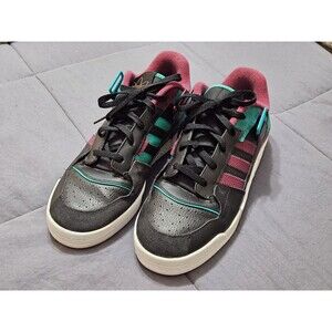 Adidas Forum Exhibit Low Black Victory Crimson Glory Green Sneakers Sz 10.5